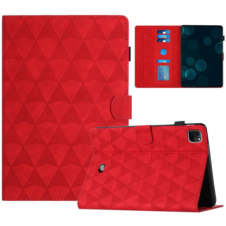 For iPad Pro 11 2024 Diamond Texture Embossed Leather Smart Tablet Case(Red) - iPad Pro 11 2024 Cases by buy2fix | Online Shopping UK | buy2fix