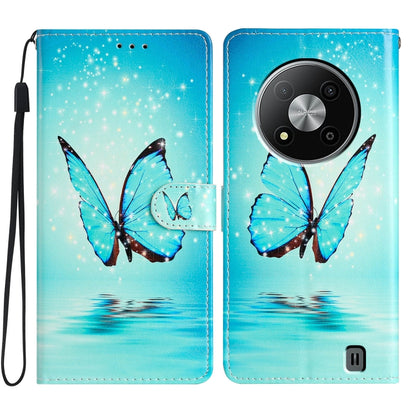 For ZTE Blade A73 5G Colored Drawing Leather Phone Case(Blue Butterfly) - ZTE Cases by buy2fix | Online Shopping UK | buy2fix