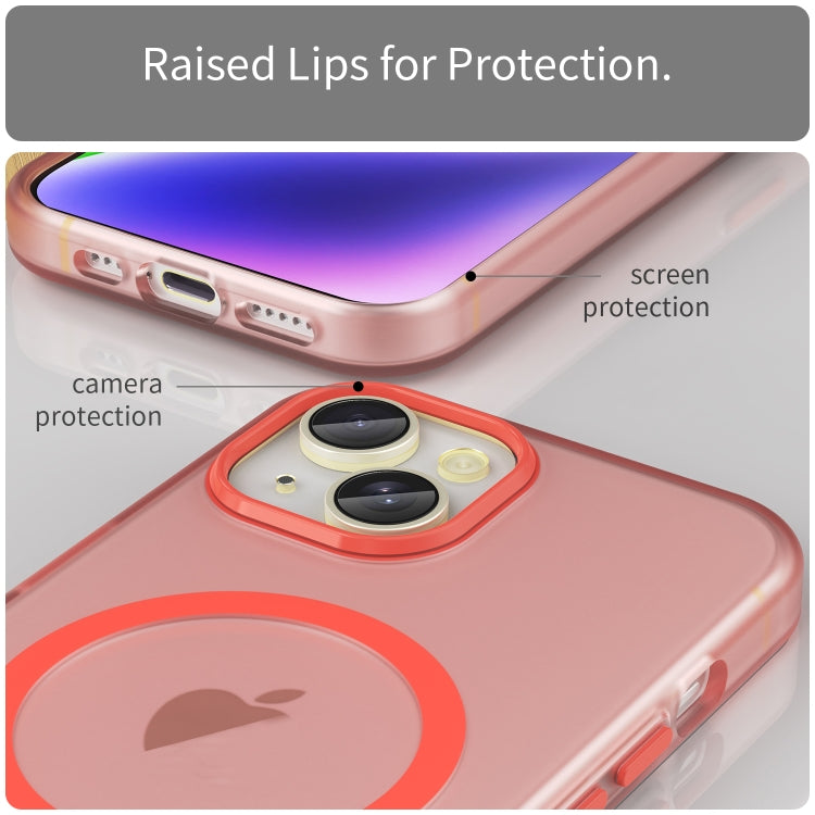 For iPhone 14 MagSafe Frosted Translucent TPU + PC Full Coverage Phone Case(Red) - iPhone 14 Cases by buy2fix | Online Shopping UK | buy2fix