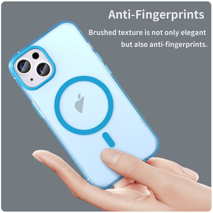 For iPhone 15 MagSafe Frosted Translucent TPU + PC Full Coverage Phone Case(Blue) - iPhone 15 Cases by buy2fix | Online Shopping UK | buy2fix