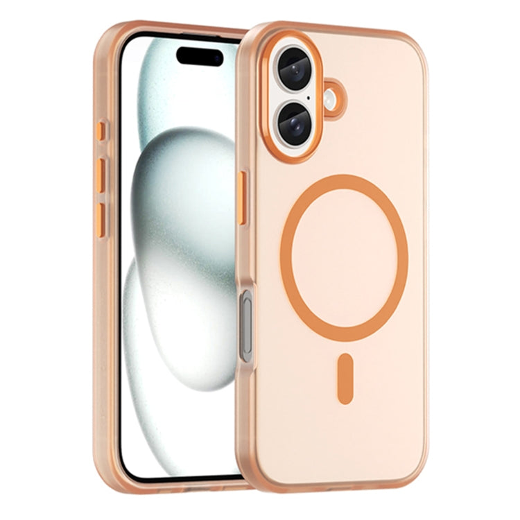 For iPhone 16 MagSafe Frosted Translucent TPU + PC Full Coverage Phone Case(Orange) - iPhone 16 Cases by buy2fix | Online Shopping UK | buy2fix