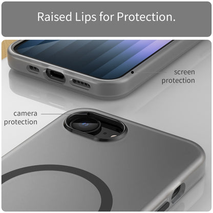 For iPhone 16e MagSafe Frosted Translucent TPU + PC Full Coverage Phone Case(Black) - iPhone 16e Cases by buy2fix | Online Shopping UK | buy2fix