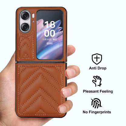 For OPPO Find N2 Flip V-shaped Folding Phone Case(Brown) - Find N2 Flip Cases by buy2fix | Online Shopping UK | buy2fix