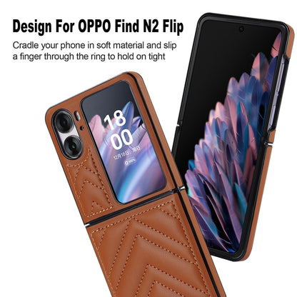 For OPPO Find N2 Flip V-shaped Folding Phone Case(Brown) - Find N2 Flip Cases by buy2fix | Online Shopping UK | buy2fix