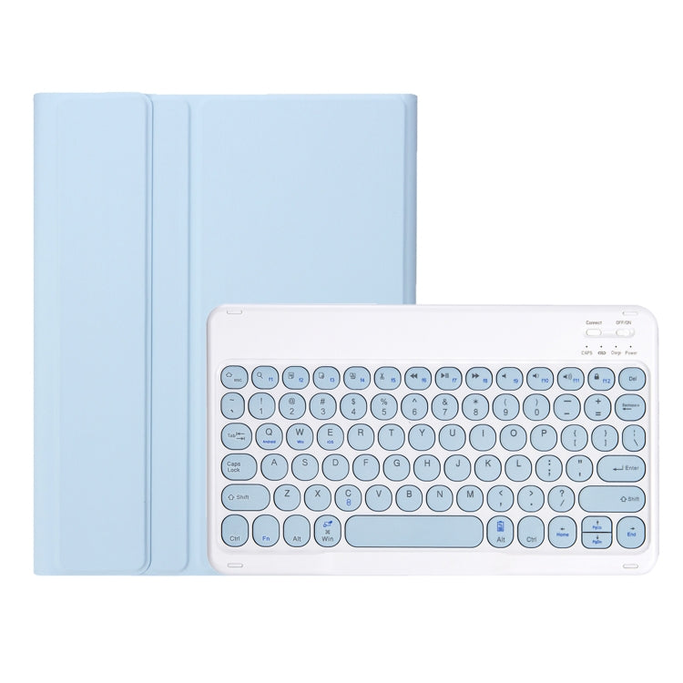 For Samsung Galaxy Tab S9 FE Candy Color TPU Round Keycap Bluetooth Keyboard Leather Case with Pen Slot(Ice Blue) - Samsung Keyboard by buy2fix | Online Shopping UK | buy2fix