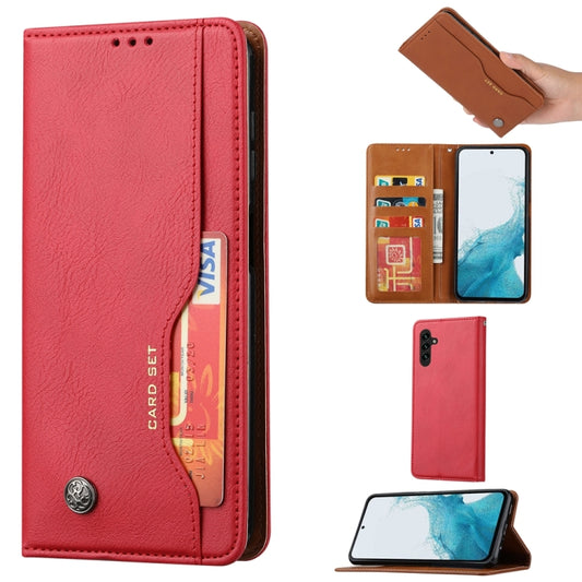 For Samsung Galaxy S25+ 5G Knead Skin Texture Flip Leather Phone Case(Red) - Galaxy S25+ 5G Cases by buy2fix | Online Shopping UK | buy2fix