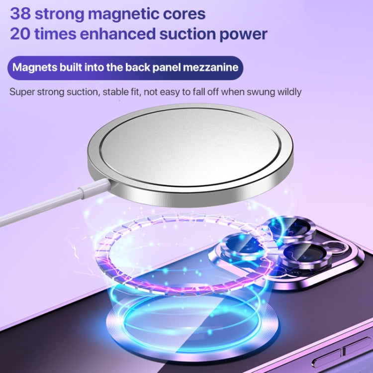 For iPhone 13 MagSafe CD Texture Metal Lens Frame Full Coverage Phone Case(Silver) - iPhone 13 Cases by buy2fix | Online Shopping UK | buy2fix