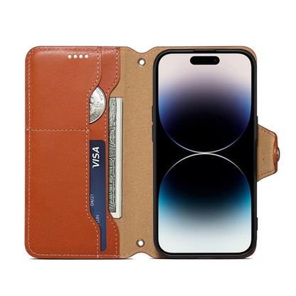 For iPhone 16 Pro Max Denior Cowhide Texture Wallet Style Leather Phone Case(Brown) - iPhone 16 Pro Max Cases by Denior | Online Shopping UK | buy2fix