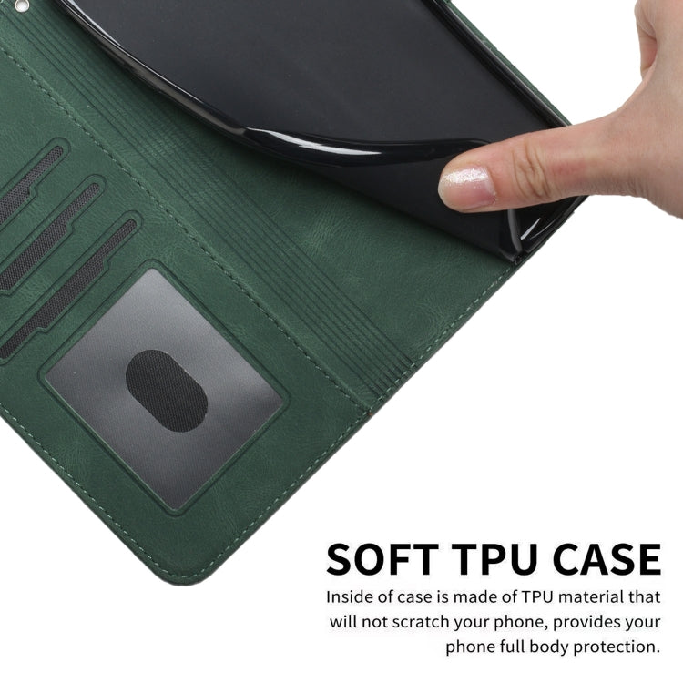 Cubic Skin Feel Flip Leather Phone Case For OnePlus 12(Green) - OnePlus Cases by buy2fix | Online Shopping UK | buy2fix