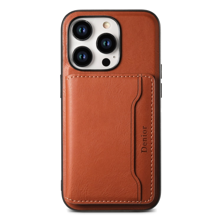 For iPhone 12 Denior Cowhide Texture Leather MagSafe Detachable Wallet Phone Case(Brown) - iPhone 12 / 12 Pro Cases by Denior | Online Shopping UK | buy2fix