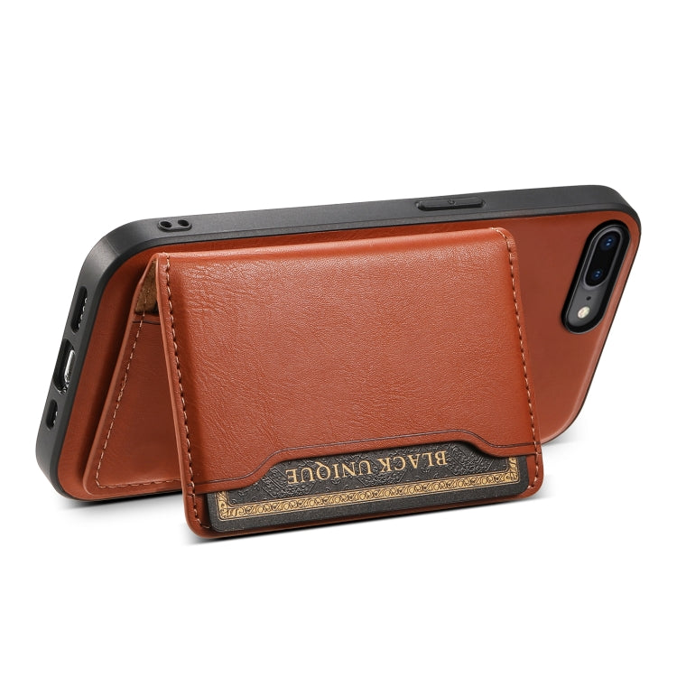 For iPhone 8 Plus/7 Plus Denior Cowhide Texture Leather MagSafe Detachable Wallet Phone Case(Brown) - More iPhone Cases by Denior | Online Shopping UK | buy2fix