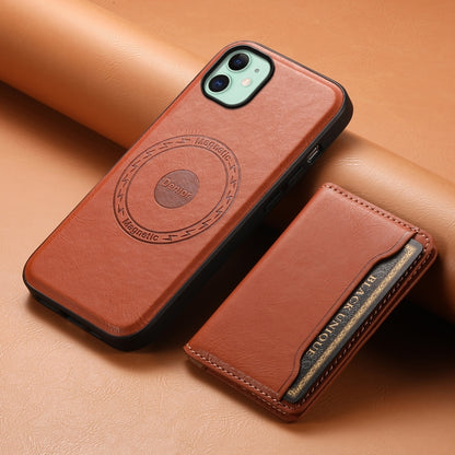 For iPhone 11 Denior Cowhide Texture Leather MagSafe Detachable Wallet Phone Case(Brown) - iPhone 11 Cases by Denior | Online Shopping UK | buy2fix