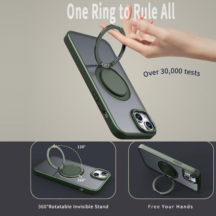 For iPhone 14 360-degree Rotating MagSafe Magnetic Holder Phone Case(Green) - iPhone 14 Cases by buy2fix | Online Shopping UK | buy2fix