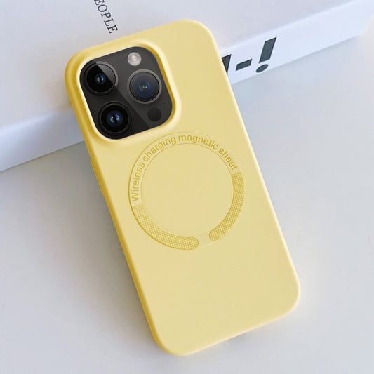 For iPhone 12 Pro Max MagSafe Magnetic Liquid Silicone Phone Case(Yellow) - iPhone 12 Pro Max Cases by buy2fix | Online Shopping UK | buy2fix