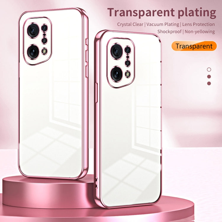 For OPPO Find X5 Transparent Plating Fine Hole Phone Case(Transparent) - OPPO Cases by buy2fix | Online Shopping UK | buy2fix