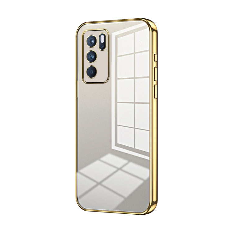 For OPPO Reno6 Pro Indian  Transparent Plating Fine Hole Phone Case(Gold) - OPPO Cases by buy2fix | Online Shopping UK | buy2fix