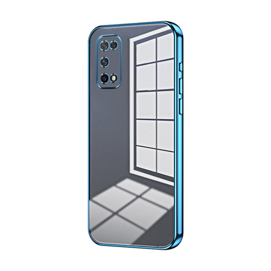 For OPPO K7x / Realme V5 5G Transparent Plating Fine Hole Phone Case(Blue) - OPPO Cases by buy2fix | Online Shopping UK | buy2fix