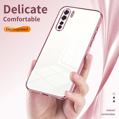 For OPPO Reno3 4G / F15 / A91 Transparent Plating Fine Hole Phone Case(Green) - OPPO Cases by buy2fix | Online Shopping UK | buy2fix