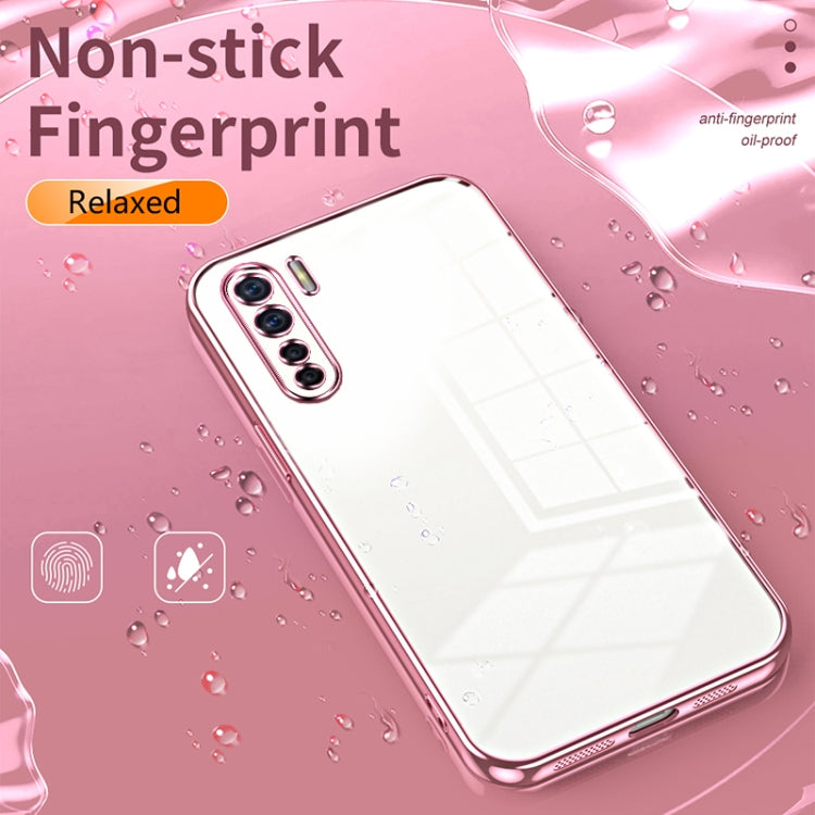 For OPPO Reno3 4G / F15 / A91 Transparent Plating Fine Hole Phone Case(Black) - OPPO Cases by buy2fix | Online Shopping UK | buy2fix