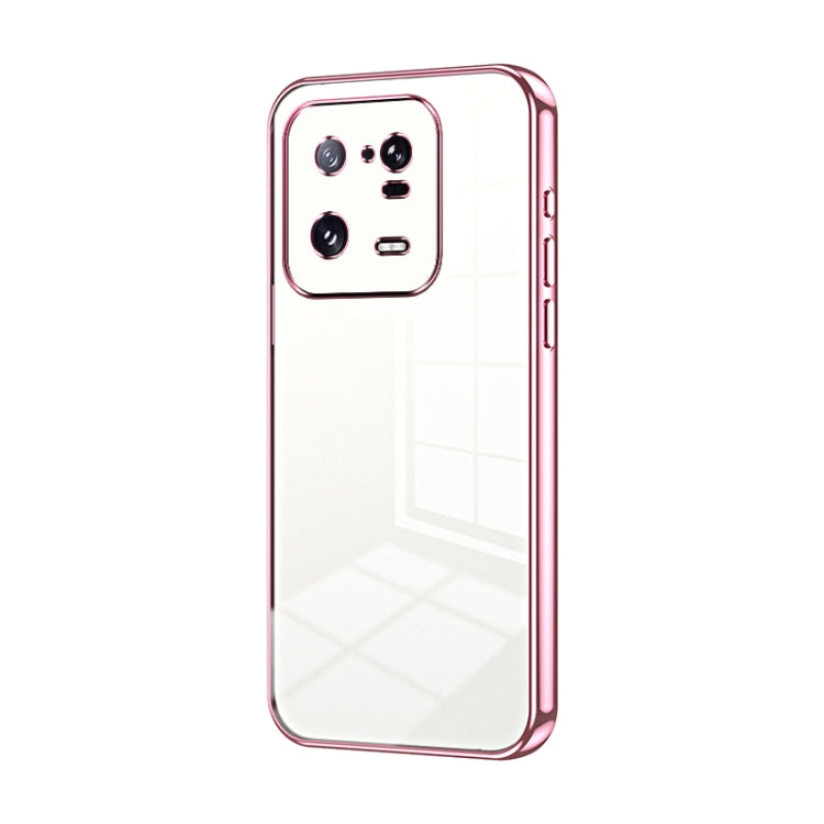 For Xiaomi 13 Pro Transparent Plating Fine Hole Phone Case(Pink) - 13 Pro Cases by buy2fix | Online Shopping UK | buy2fix