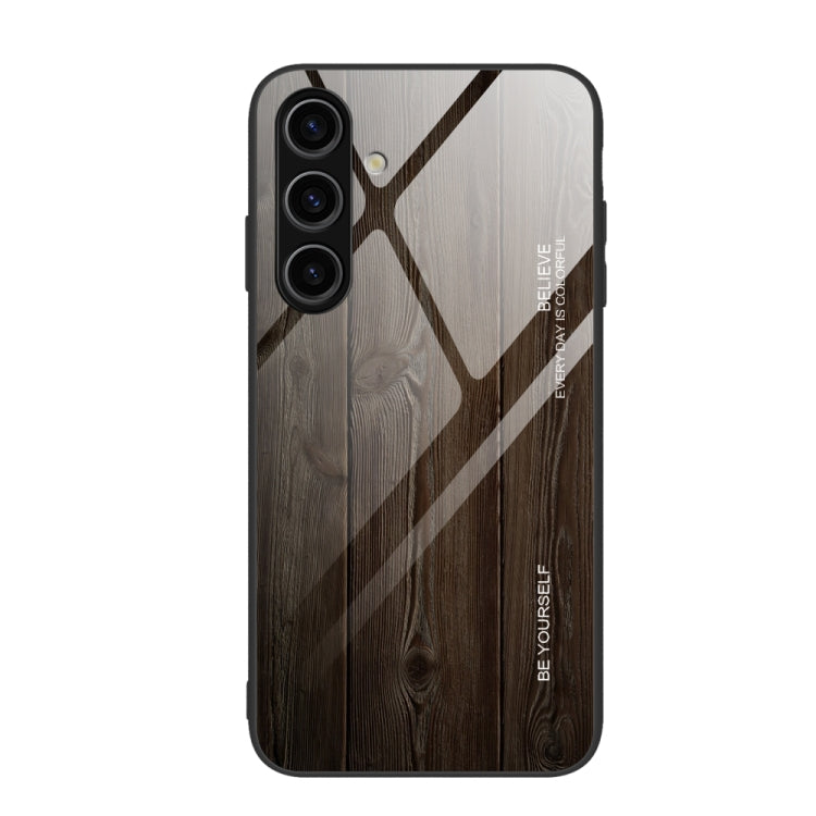 For Samsung Galaxy S24 5G Wood Grain Glass Phone Case(Black) - Galaxy S24 5G Cases by buy2fix | Online Shopping UK | buy2fix