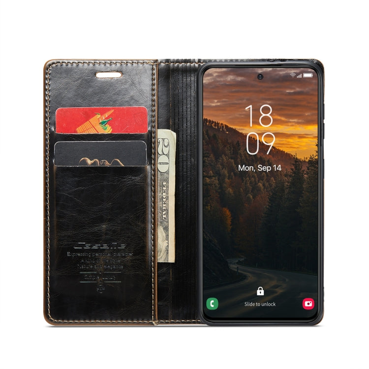 For Samsung Galaxy S24 5G CaseMe 003 Crazy Horse Texture Flip Leather Phone Case(Coffee) - Galaxy S24 5G Cases by CaseMe | Online Shopping UK | buy2fix