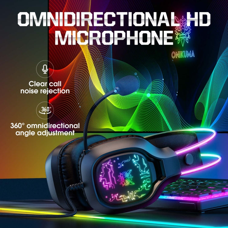 ONIKUMA X22 USB + 3.5mm Colorful Light Wired Gaming Headset with Mic, Cable length: 1.8m(Black) - Multimedia Headset by ONIKUMA | Online Shopping UK | buy2fix
