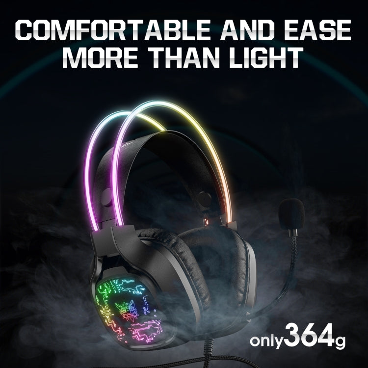 ONIKUMA X22 USB + 3.5mm Colorful Light Wired Gaming Headset with Mic, Cable length: 1.8m(Black) - Multimedia Headset by ONIKUMA | Online Shopping UK | buy2fix
