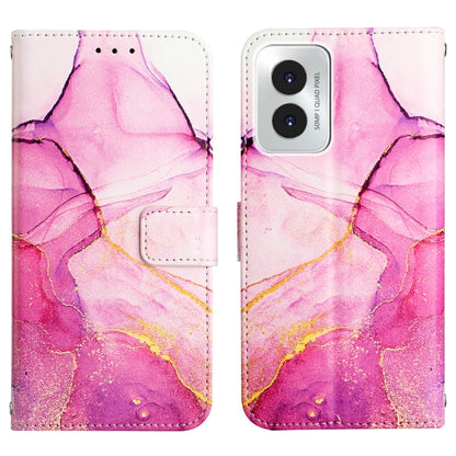 For Motorola Moto G Play 4G 2024 PT003 Marble Pattern Flip Leather Phone Case(Pink Purple Gold) - Motorola Cases by buy2fix | Online Shopping UK | buy2fix