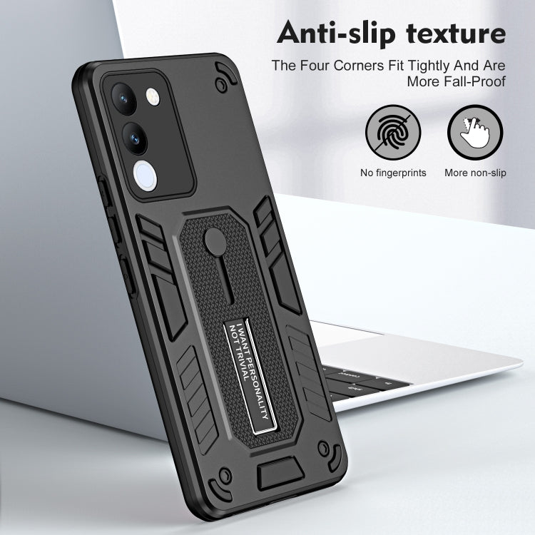 For vivo V29e 5G Variety Brave Armor Finger Loop Holder Phone Case(Black) - vivo Cases by buy2fix | Online Shopping UK | buy2fix