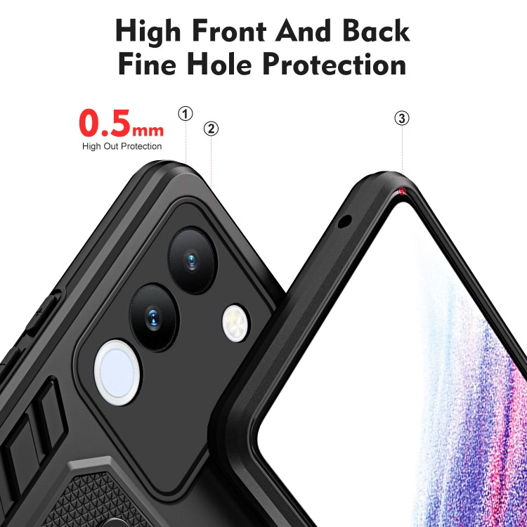 For vivo V29e 5G Variety Brave Armor Finger Loop Holder Phone Case(Black) - vivo Cases by buy2fix | Online Shopping UK | buy2fix