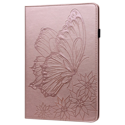 For Samsung Galaxy Tab S9 Ultra / S8 Ultra Big Butterfly Embossed Leather Tablet Case(Rose Gold) - Galaxy Tab S9 Ultra Cases by buy2fix | Online Shopping UK | buy2fix