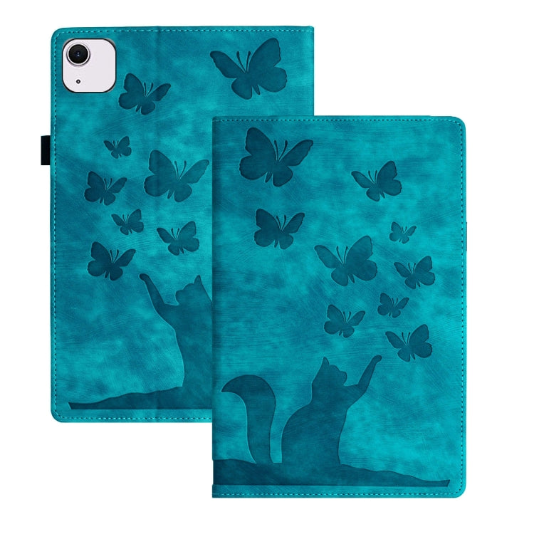 For iPad Air 11 2024 / Air 11 2025 Butterfly Cat Embossing Leather Tablet Case(Sky Blue) - iPad Air 11 2025 / 2024 Cases by buy2fix | Online Shopping UK | buy2fix