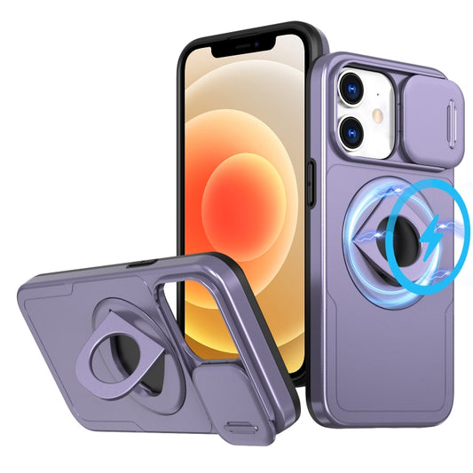 For iPhone 12 Camshield MagSafe Ring Holder Armor Phone Case(Purple) - iPhone 12 / 12 Pro Cases by buy2fix | Online Shopping UK | buy2fix