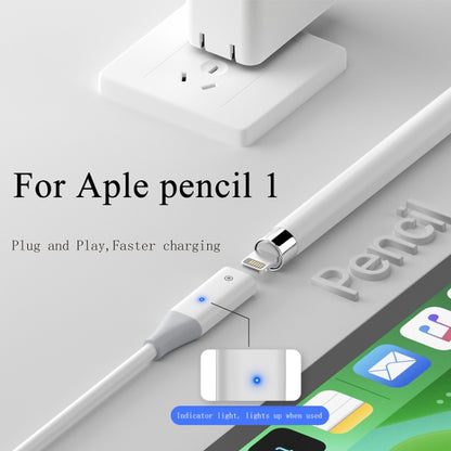 For Apple Pencil 1 USB-C / Type-C to 8 Pin Stylus Charging Cable with Indicator Light, Length:0.5m(White) - Pencil Accessories by buy2fix | Online Shopping UK | buy2fix