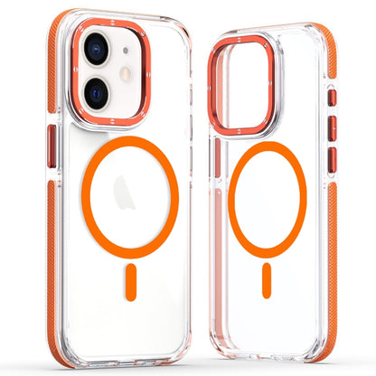 For iPhone 12 Dual-Color Clear Acrylic Hybrid TPU MagSafe Phone Case(Orange) - iPhone 12 / 12 Pro Cases by buy2fix | Online Shopping UK | buy2fix