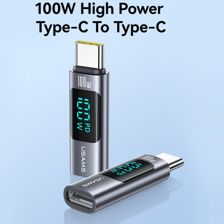 USAMS US-SJ682 AU18 PD100W USB-C / Type-C to USB-C / Type-C Aluminum Alloy Digital Display Adapter(Tarnish) - Converter & Adapter by USAMS | Online Shopping UK | buy2fix