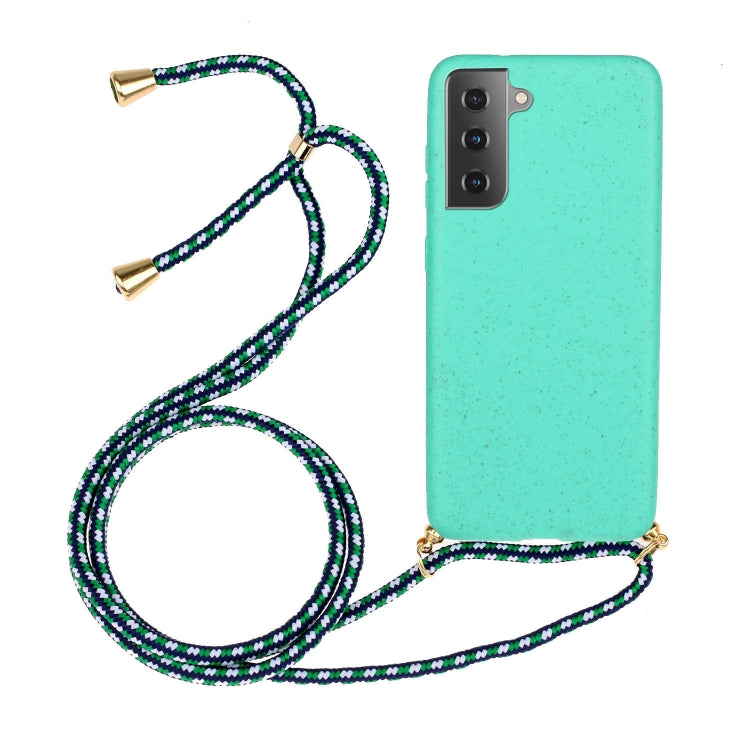 For Samsung Galaxy A15 5G Wheat Straw Material + TPU Phone Case with Lanyard(Green) - Galaxy Phone Cases by buy2fix | Online Shopping UK | buy2fix