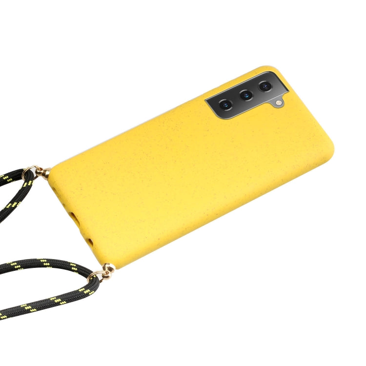 For Samsung Galaxy A35 5G Wheat Straw Material + TPU Phone Case with Lanyard(Yellow) - Galaxy Phone Cases by buy2fix | Online Shopping UK | buy2fix