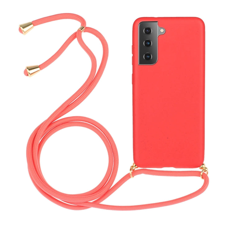 For Samsung Galaxy A55 5G Wheat Straw Material + TPU Phone Case with Lanyard(Red) - Galaxy Phone Cases by buy2fix | Online Shopping UK | buy2fix