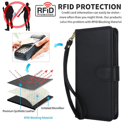 For iPhone 16 Multi-Card Wallet RFID Leather Phone Case(Black) - iPhone 16 Cases by buy2fix | Online Shopping UK | buy2fix