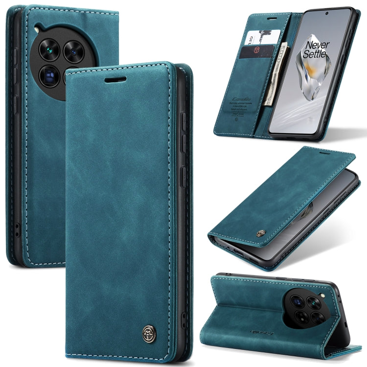 For OnePlus 12 CaseMe 013 Retro Frosted Flip Leather Phone Case(Blue) - OnePlus Cases by CaseMe | Online Shopping UK | buy2fix