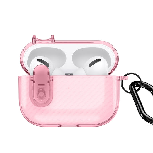 For AirPods Pro 2 DUX DUCIS PECK Series Split Transparent Carbon Fiber Earphone Case(Pink) - For AirPods Pro 2 by DUX DUCIS | Online Shopping UK | buy2fix