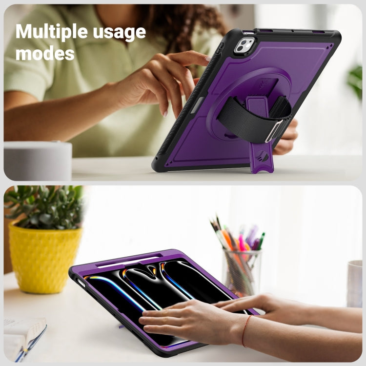 For iPad Pro 13 2024 Honeycomb Hand Grip Turntable Stand Tablet Case(Purple) - iPad Pro 13 2024 Cases by buy2fix | Online Shopping UK | buy2fix