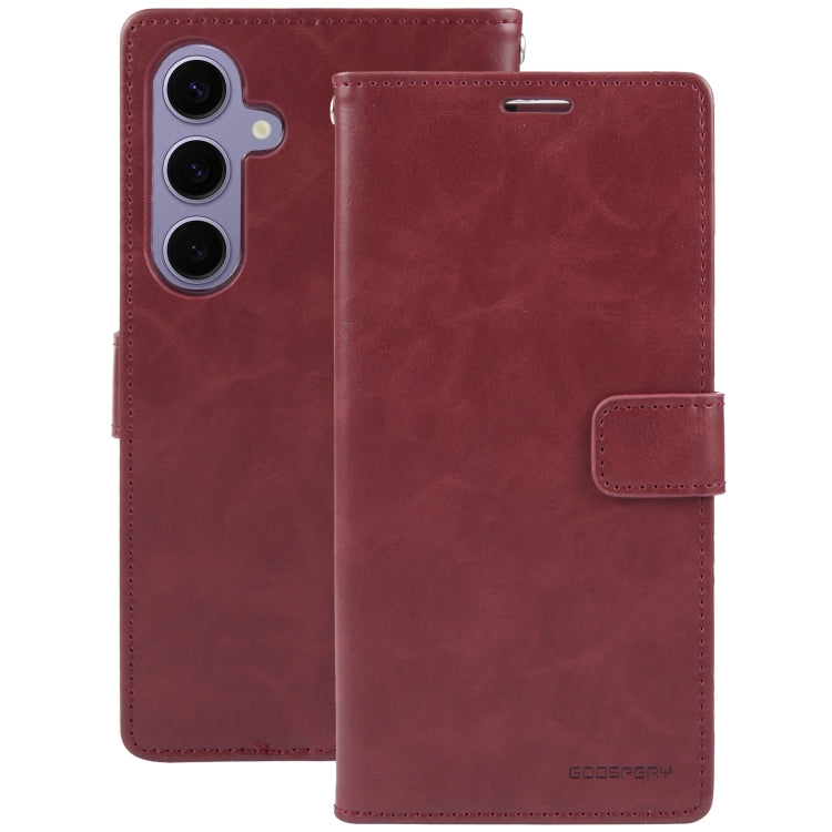 For Samsung Galaxy S24+ 5G GOOSPERY BLUE MOON Crazy Horse Texture Leather Phone Case(Wine Red) - Galaxy S24+ 5G Cases by GOOSPERY | Online Shopping UK | buy2fix