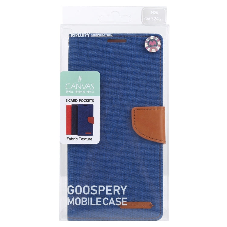 For Samsung Galaxy S24 Ultra 5G GOOSPERY CANVAS DIARY Fabric Texture Flip Leather Phone Case(Blue) - Galaxy S24 Ultra 5G Cases by GOOSPERY | Online Shopping UK | buy2fix