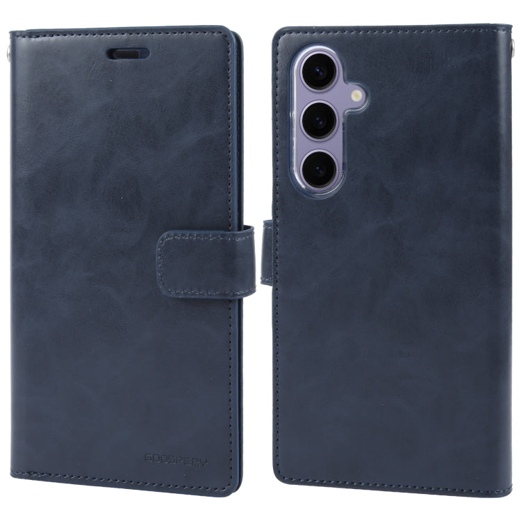 For Samsung Galaxy S24+ 5G GOOSPERY MANSOOR DIARY 9 Card Slots Leather Phone Case(Dark Blue) - Galaxy S24+ 5G Cases by GOOSPERY | Online Shopping UK | buy2fix