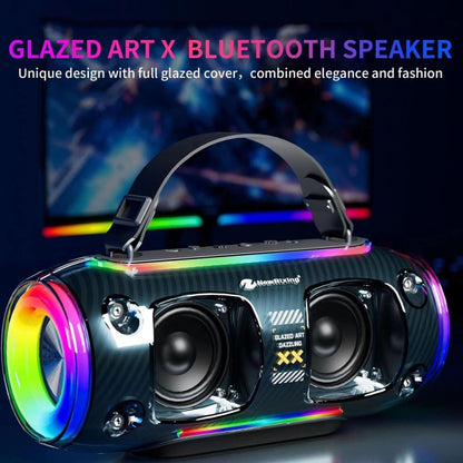 New Rixing NR8806 Portable Outdoor Wireless Bluetooth Speaker RGB Colorful Subwoofer, Style:Dual Mic(Black) - Desktop Speaker by NewRixing | Online Shopping UK | buy2fix