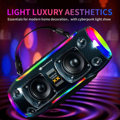 New Rixing NR8806 Portable Outdoor Wireless Bluetooth Speaker RGB Colorful Subwoofer, Style:Single Mic(Blue) - Desktop Speaker by NewRixing | Online Shopping UK | buy2fix