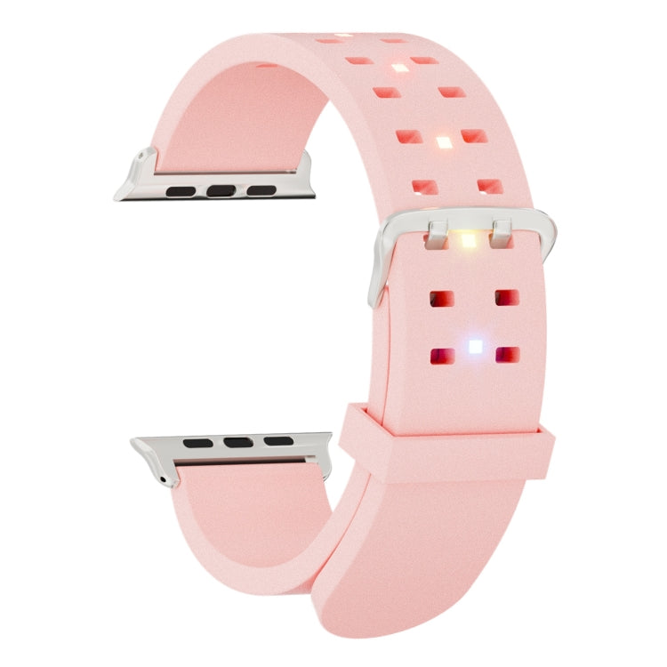 For Apple Watch SE 2023 44mm Luminous Colorful Light Silicone Watch Band(Pink) - Watch Bands by buy2fix | Online Shopping UK | buy2fix